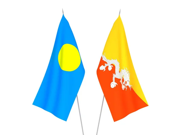 Flaggen von Palau und dem Königreich Bhutan — Stockfoto