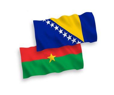 Beyaz arka planda Burkina Faso ve Bosna-Hersek bayrakları