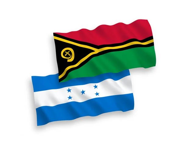 Vlaggen van de Republiek Vanuatu en Honduras op een witte achtergrond — Stockvector