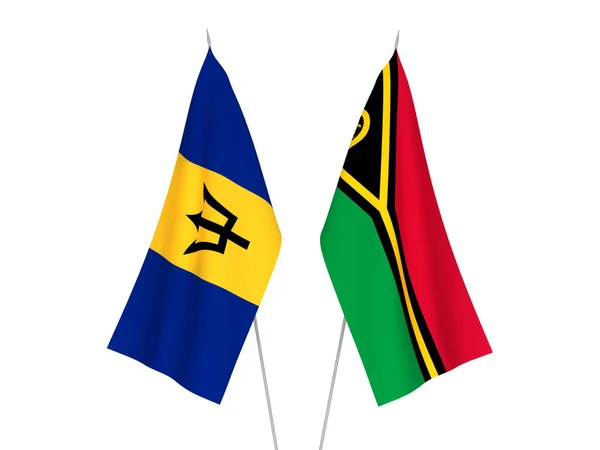 Banderas de Barbados y República de Vanuatu — Foto de Stock