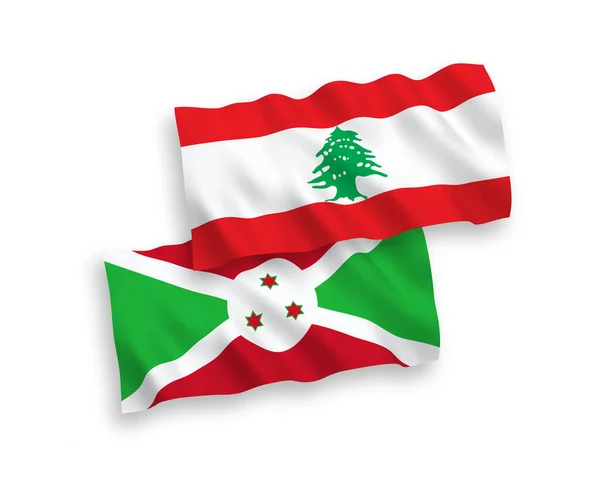 Flags of Burundi and Lebanon on a white background — Stockvector