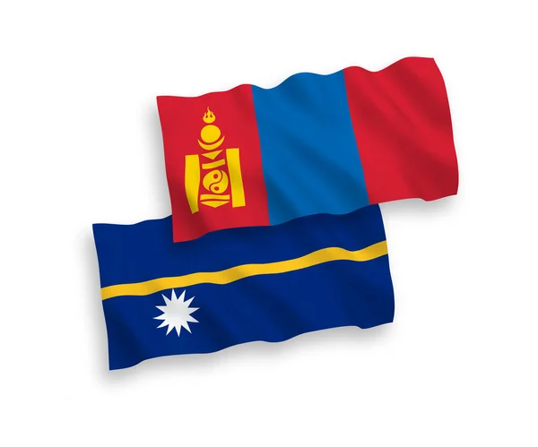 Banderas de la República de Nauru y Mongolia sobre fondo blanco — Archivo Imágenes Vectoriales