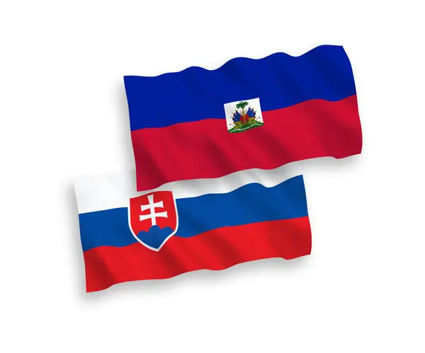 Zászló Szlovákia és a Haiti Köztársaság fehér alapon — Stock Vector