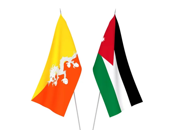 Флаги Королевства Бутан и Хашимитского Королевства Иордания — стоковое фото