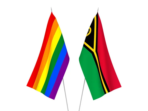 Szivárvány meleg büszkeség és Köztársaság Vanuatu zászlók — Stock Fotó