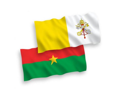 Beyaz arka planda Burkina Faso ve Vatikan bayrakları