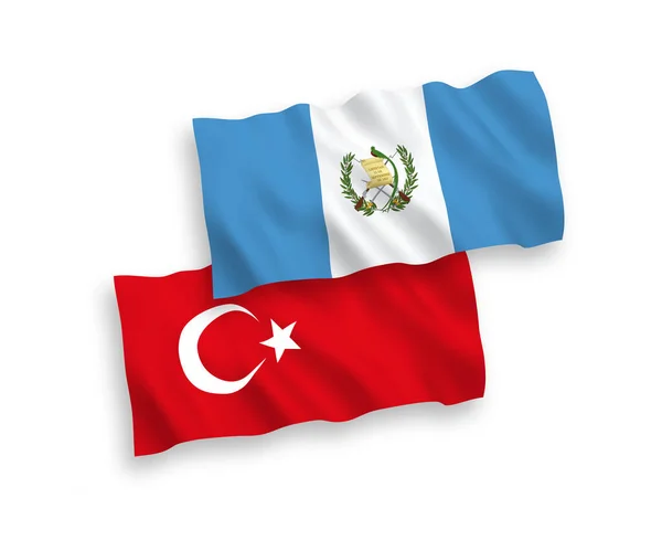 Banderas de Turquía y República de Guatemala sobre fondo blanco — Vector de stock