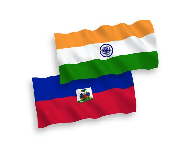 Banderas de la India y la República de Haití sobre un fondo blanco — Vector de stock