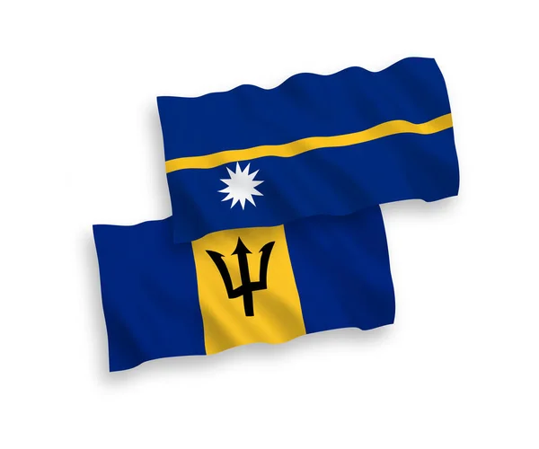 Nationale Vector Weefsel Golf Vlaggen Van Republiek Nauru Barbados Geïsoleerd — Stockvector