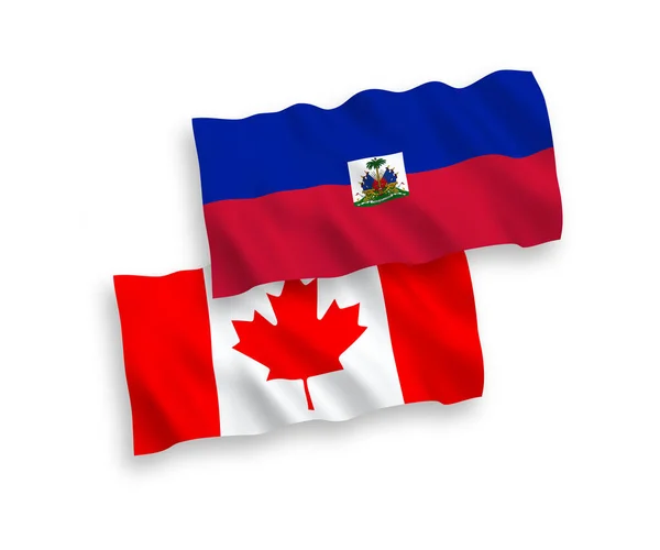 加拿大和海地共和国的国家病媒织物波条旗在白色背景下隔离 1比2的比例 — 图库矢量图片
