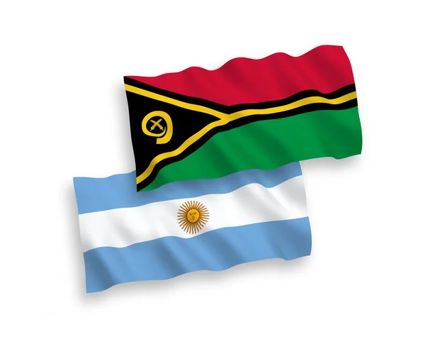Белом Фоне Выделены Национальные Векторные Волновые Флаги Республики Вануату Аргентины — стоковый вектор