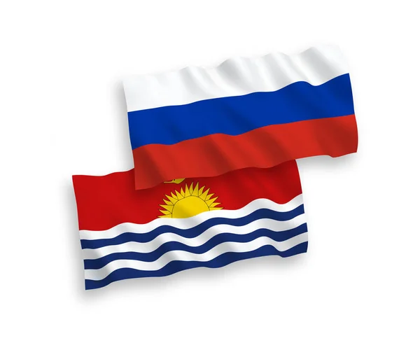 National Vector Fabric Wave Flags Republic Kiribati Russia Isolated White — Stock Vector