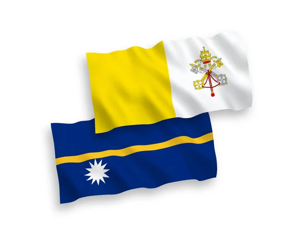 Национальные Векторные Волновые Флаги Республики Науру Ватикана Выделены Белом Фоне — стоковый вектор
