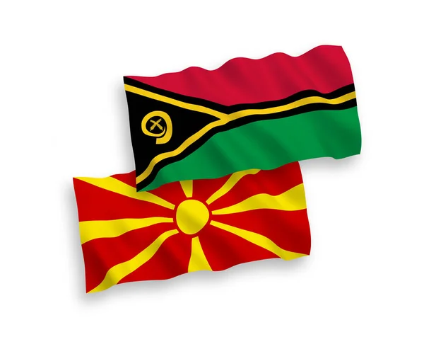 Národní Vektorové Tkaniny Vlnové Vlajky Republiky Vanuatu Severní Makedonie Izolované — Stockový vektor