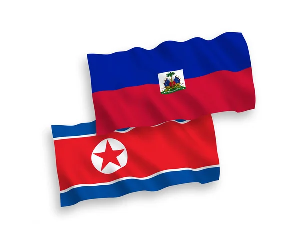 Bandeiras Tecido Vetorial Nacional Coreia Norte República Haiti Isoladas Fundo —  Vetores de Stock