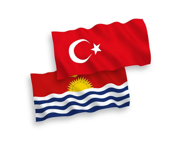 Banderas Nacionales Ondas Vectoriales Turquía República Kiribati Aisladas Sobre Fondo — Vector de stock