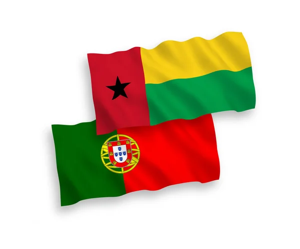 Bandiere Nazionali Tessuto Vettoriale Del Portogallo Della Repubblica Guinea Bissau — Vettoriale Stock
