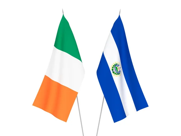 Флаги Ирландии Сальвадора Выделены Белом Фоне Трехмерная Иллюстрация — стоковое фото