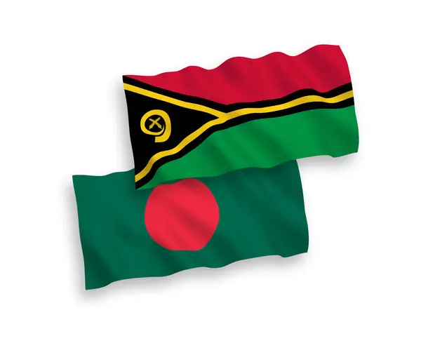 National Vector Fabric Wave Flags Republic Vanuatu Bangladesh Isolated White — Stockový vektor