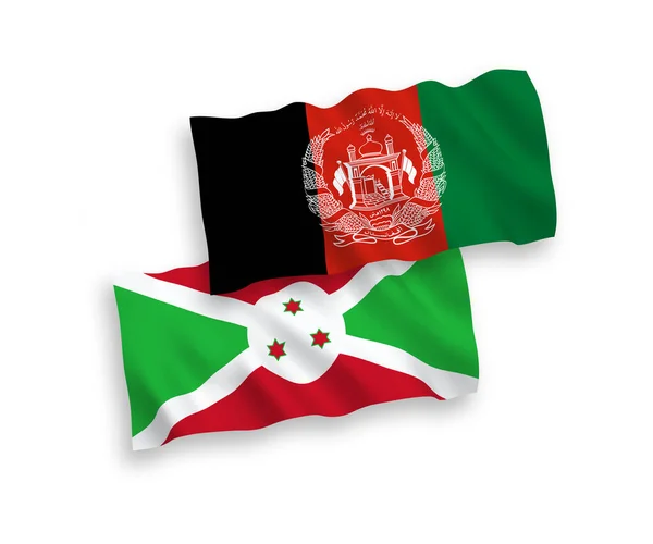 Флаги Национальных Векторных Тканей Бурунди Исламской Республики Афганистан Выделены Белом — стоковый вектор