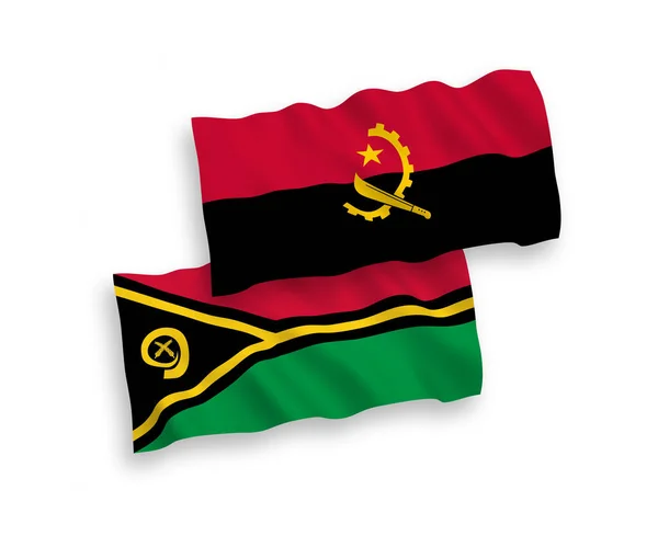 Nemzeti Vektor Szövet Hullám Zászlók Köztársaság Vanuatu Angola Elszigetelt Fehér — Stock Vector