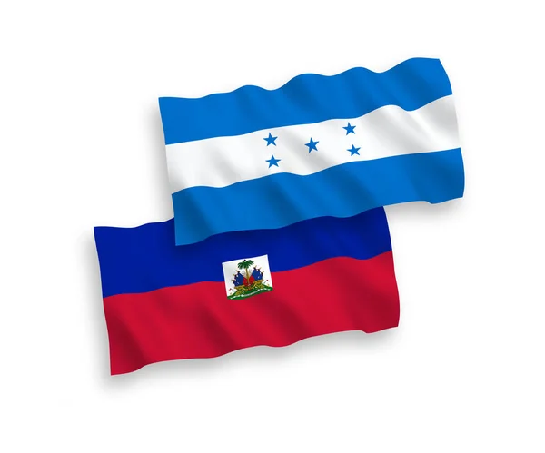 National Vector Fabric Wave Flags Republic Haiti Honduras Isolated White — Stock Vector