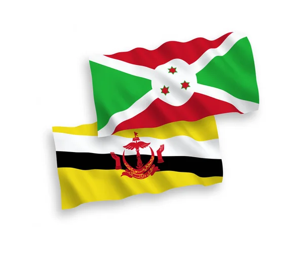 Drapeaux Nationaux Vectoriels Des Vagues Tissu Burundi Brunei Isolés Sur — Image vectorielle