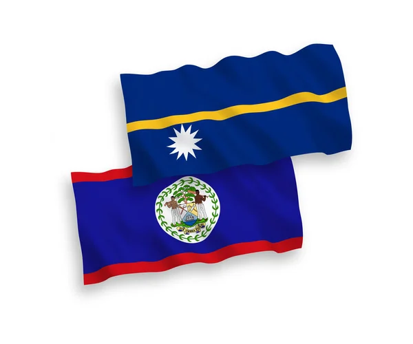 Banderas Nacionales Ondas Vectoriales República Nauru Belice Aisladas Sobre Fondo — Archivo Imágenes Vectoriales