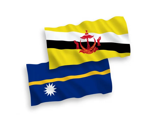 Nationale Vector Weefsel Golf Vlaggen Van Republiek Nauru Brunei Geïsoleerd — Stockvector