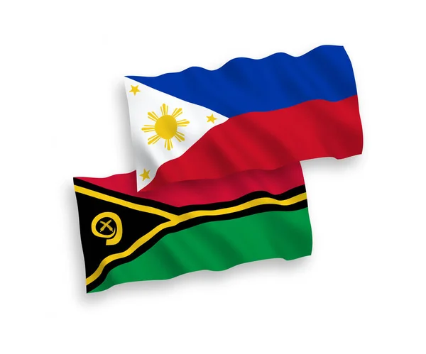 Banderas Nacionales Ondas Vectoriales República Vanuatu Filipinas Aisladas Sobre Fondo — Vector de stock