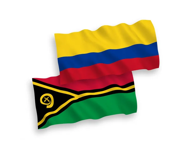 Bandeiras Tecido Vetorial Nacional República Vanuatu Colômbia Isoladas Fundo Branco —  Vetores de Stock
