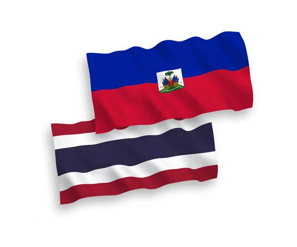 Bandeiras Tecido Vetorial Nacional República Haiti Tailândia Isoladas Fundo Branco —  Vetores de Stock