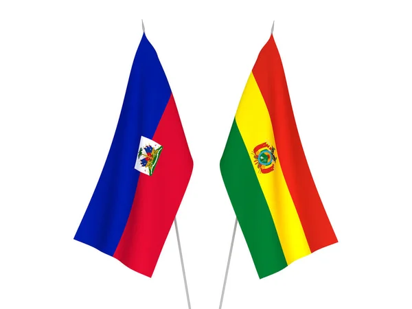 Εθνικές Σημαίες Υφάσματος Της Βολιβίας Και Της Δημοκρατίας Της Αϊτής — Φωτογραφία Αρχείου