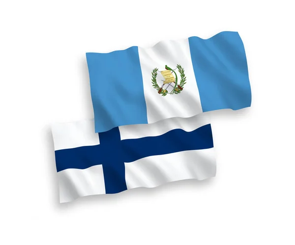 Banderas de Finlandia y República de Guatemala sobre fondo blanco — Vector de stock