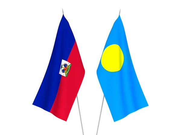 Vlaggen van Palau en de Republiek Haïti — Stockfoto