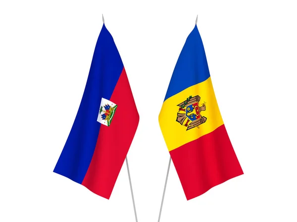 Haiti Köztársaság és Moldova lobogói — Stock Fotó