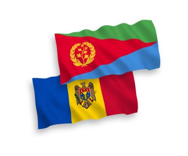 Beyaz arkaplanda Eritre ve Moldova bayrakları