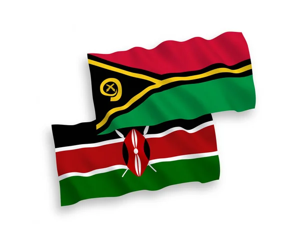 Флаги Республики Вануату и Кении на белом фоне — стоковый вектор