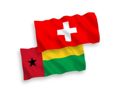 Beyaz arka planda Gine Bissau ve İsviçre bayrağı