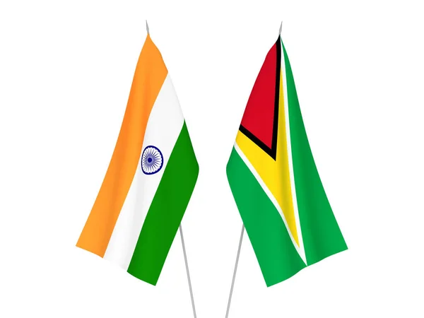 India és a Guyanai Szövetkezet lobogói — Stock Fotó