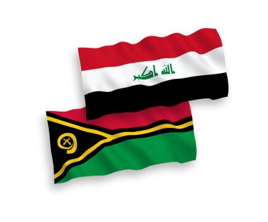 Beyaz arka planda Vanuatu Cumhuriyeti ve Irak Bayrakları