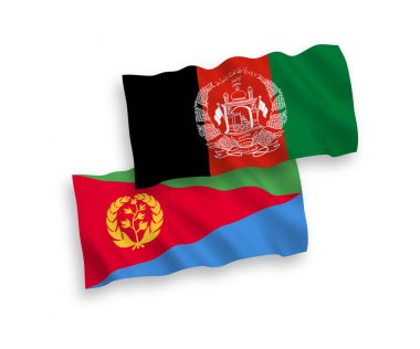 Beyaz arka planda Eritre ve Afganistan İslam Cumhuriyeti bayrakları