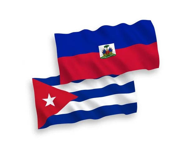 Banderas de la República de Haití y Cuba sobre fondo blanco — Vector de stock