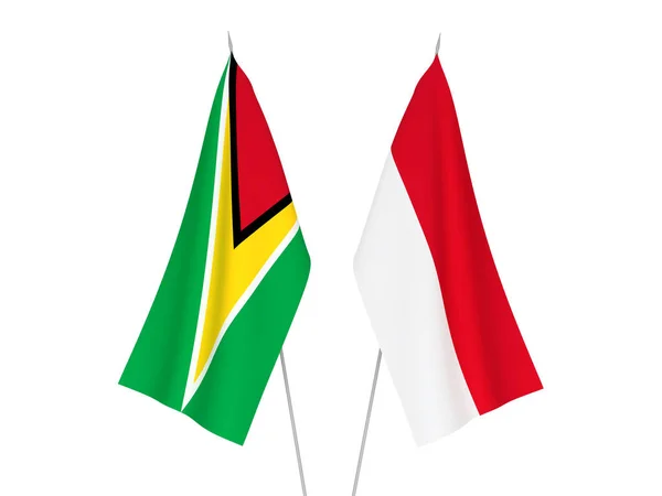 Co-operative Republic of Guyana and Indonesia flags — Stock Photo, Image