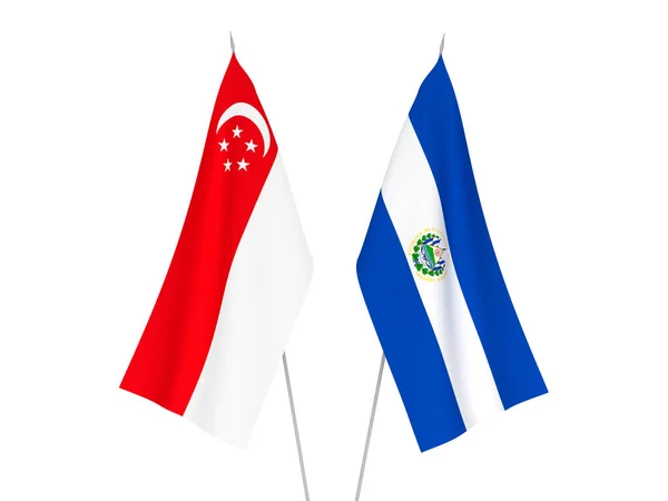 Flaggorna El Salvador och Singapore — Stockfoto