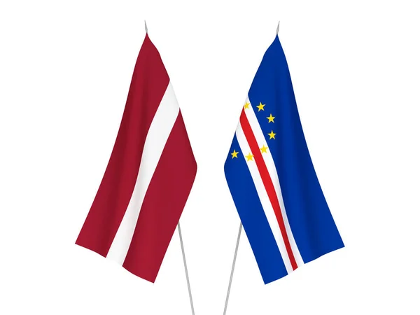 Flagi Łotwy i Republiki Cabo Verde — Zdjęcie stockowe