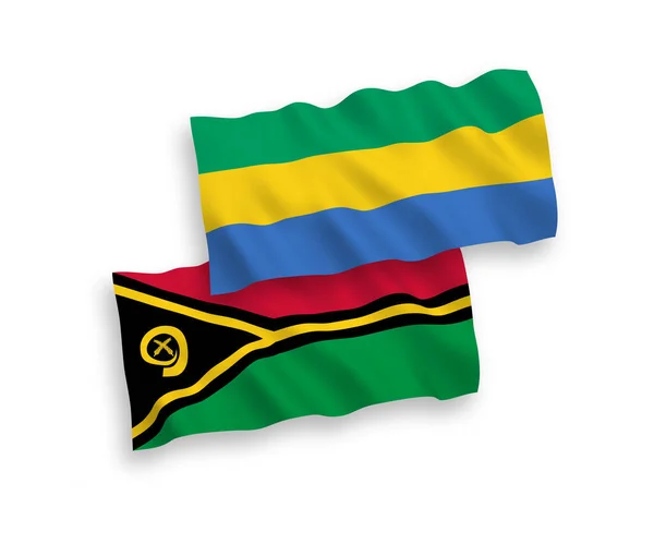 Vlajky Republiky Vanuatu a Gabonu na bílém pozadí — Stockový vektor