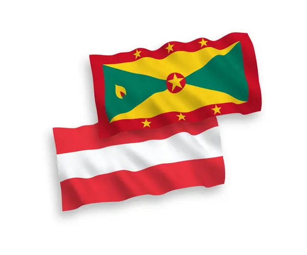 Национальные Векторные Тканевые Волновые Флаги Австрии Гренады Выделены Белом Фоне — стоковый вектор