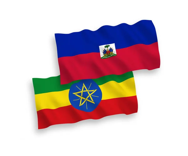 Banderas Nacionales Ondas Vectoriales República Haití Etiopía Aisladas Sobre Fondo — Archivo Imágenes Vectoriales