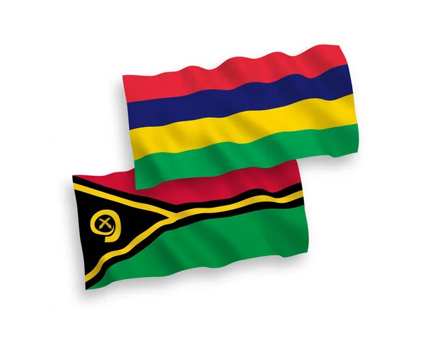 Národní Vektorové Vlny Vlajky Republiky Vanuatu Mauricijské Republiky Izolované Bílém — Stockový vektor